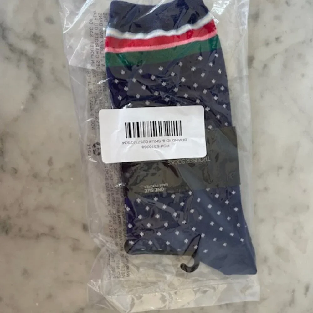 TALBOTS Dulce Stripe Dot Trouser Socks Blue White Polka Dot Woman 9-11